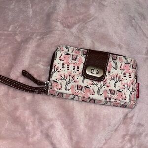 Pink and Brown Wristlet Wallet